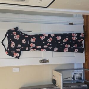 Tommy Hilfiger long blue dress with pink floral, size 12